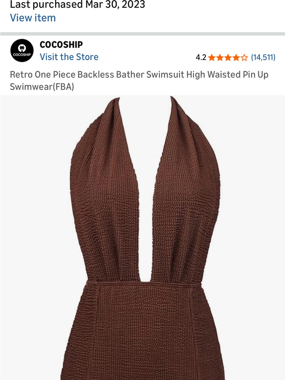 Cocoship Retro Deep V One-Piece Swimsuit in BLACK